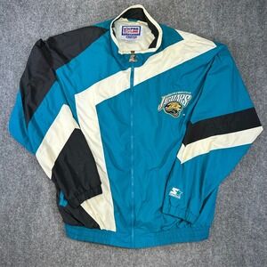 Vintage Starter Jacksonville Jaguars NFL Pro Line Windbreaker Jacket Teal XL